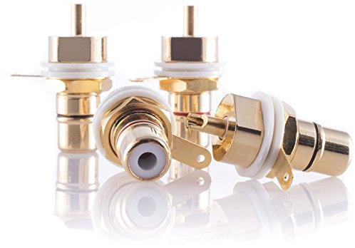 Hifi Lab Cinch Einbau-Buchse 24-k vergoldet Cinch Buchse RCA Audio High-End Verbinder Plug Jack Chinch Anschluss 4x