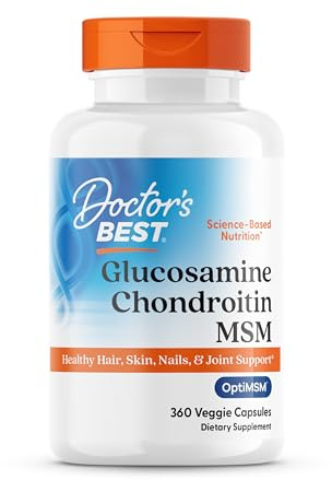 Doctor's Best Glucosamine Chondroitin Msm with OptiMSM Capsules, Joint Support Supplement Supports Healthy Joint Structure, Function & Comfort, Non-GMO, Gluten Free, Soy Free, 360 Count