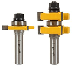YONICO Router Bits Tongue & Groove Set 1-1/4-Inch 2 Bit 1/2-Inch Shank 15222