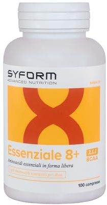 Syform Essenziale 8+ Integratore Amminoacidi Essenziali 100 cpr | Integratore Alimentare di Amminoacidi Essenziali e Semi-Essenziali in Forma Libera | Vegano, Senza Glutine e Senza Lattosio
