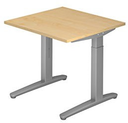 Schreibtisch C-Fuß 80x80cm Ahorn/Silber