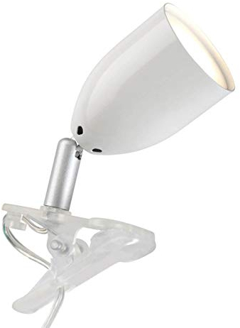 Brilliant Lampe Leo LED lampe à pince blanche | 1x LED-PAR51, GU10, ampoule LED à réflecteur 3W incluse, (300lm, 2700K) | Avec interrupteur intermédiaire à cordon [classe énergétique F]