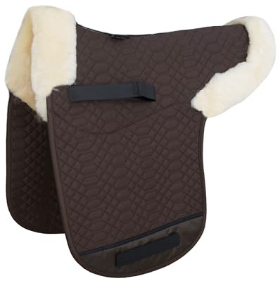 Engel Reitsport | SADEK2-D-MOC-MED | Lammfell Satteldecke | Fell in Sattellage | Fellrand vorne und hinten | Dressur | Stoff Mocca Fell med.