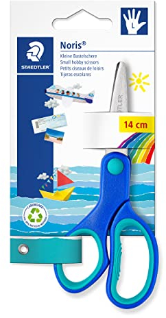 STAEDTLER, forbici per mancini con punte arrotondate e impugnatura ergonomica, perfette per bambini, 965 14LNBK