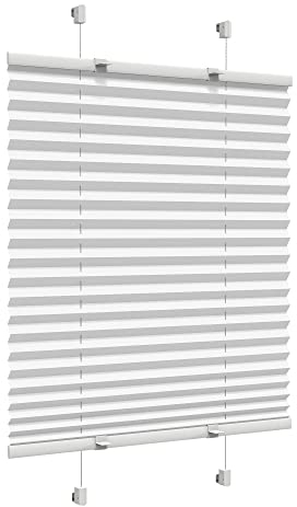 Victoria M. Easyfix Plissee Faltrollo ohne Bohren Plisseeanlage Klemmfix mit Klemmträger für Fenster und Türen, Größe: 65 x 120 cm, Farbe: Weiss
