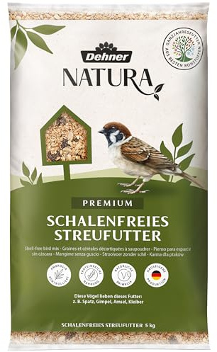 Dehner Natura Premium Wildvogelfutter, Streufutter schalenfrei, Ganzjahresfutter proteinreich / energiereich, hochwertiges Vogelfutter für Wildvögel, 5 kg