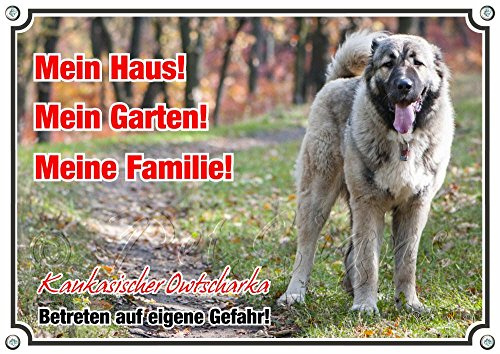 Petsigns Hundeschild Kaukasischer Owtscharka - Mein Haus! in 1A Qualität, DIN A4