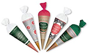 ROTH Set of 5 Small School Cones for Class Reunion 15 cm Round with Crepe Closure