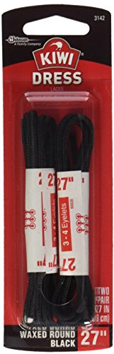 Kiwi Shoe laces, 27 in, wax black, 1 ct