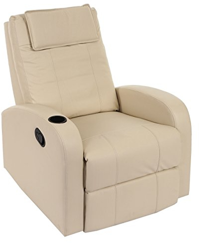 Mendler Fernsehsessel Durham, TV Sessel Relaxsessel Liegesessel, Kunstleder - Creme