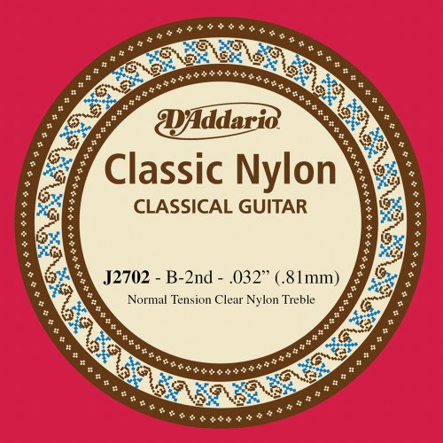 D'Addario J2702, cuerda individual de nailon para guitarra clásica, nivel principiante, tensión normal, segunda cuerda