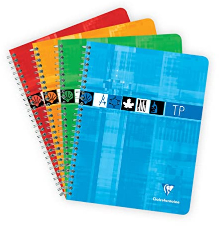 Clairefontaine 8907C - Praxisarbeitsheft mit Doppelspirale, 17x22 cm, 40 Blatt, französische Lineatur Seyès 90g + blanko 125g - Sortiert