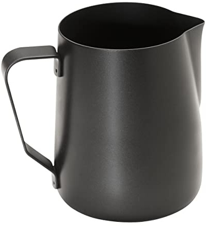 APS Milchkännchen – Hochwertige, antihaftbeschichtete Milchkanne aus rostfreiem Edelstahl – Perfekt für die Herstellung von Milchschaum - Universalkanne schwarz 800 ml