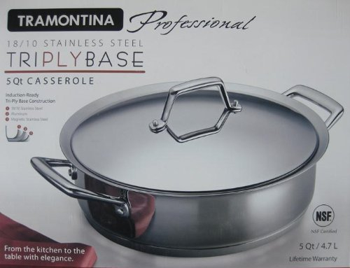 Tramontina Professional Series Stainless Steel Tri-ply Base 5 Qt Casserole by Tramontina