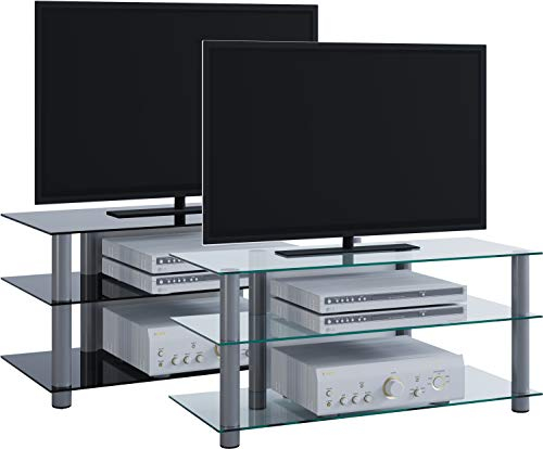 VCM TV Rack Lowboard Konsole LCD LED Fernsehtisch Möbel Bank Glastisch Tisch Schrank Aluminium Klarglas Netasa