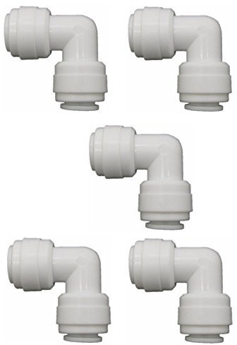Malida 3/8 x3/8 Tube Push Union Elbow Quick Connect for RO Water Filter Fitting Pack of 5