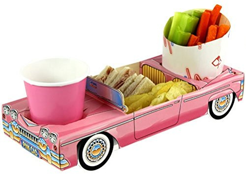 MustBeBonkers x12 Girls Pink Convertible Car - Party Meal Food Trays - Lunch Snack Box Plate Tray