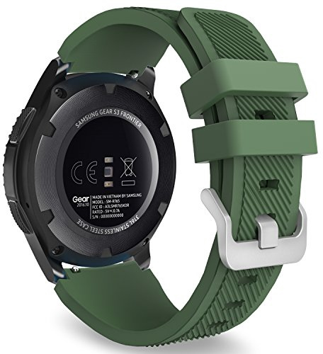 MoKo Strap Compatible with Samsung Galaxy Watch 3 45mm/Galaxy Watch 46mm/Gear S3 Frontier/Classic, 22mm Soft Silicone Replacement Sport Band for Men Women, Army Green