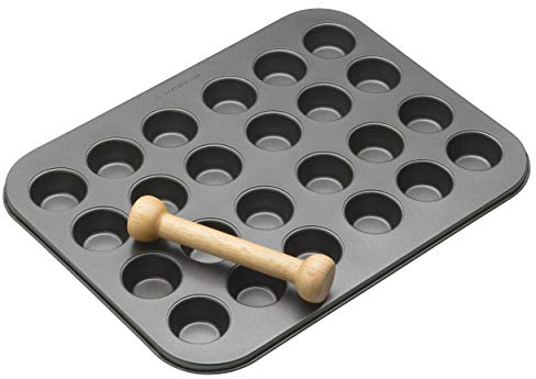 MasterClass Stampo / Teglia per 24 Canapè e Mini Tartine con Pestello in Legno, 35 cm x 27 cm