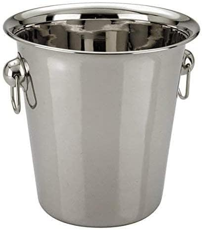 Chabrias 5 Litre Polished Stainless Steel Champagne & Wine Ice Bucket – Durable Double-Wall Drinks Cooler with Carry Handles | Professional Bar & Home Entertaining Bucket (1 Pack)