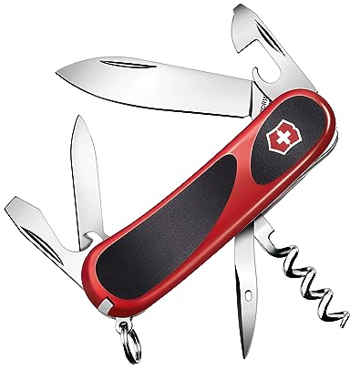 Victorinox, Evolution 10 Grip, Coltellino Svizzero, Originale, Multiuso, Campeggio, 13 Funzioni, Lama, grande, Apriscatole