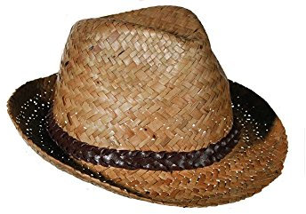 Unbekannt Strohhut mit Kunstleder Kordel, Bogarthut, Sommerhut, Strandhut