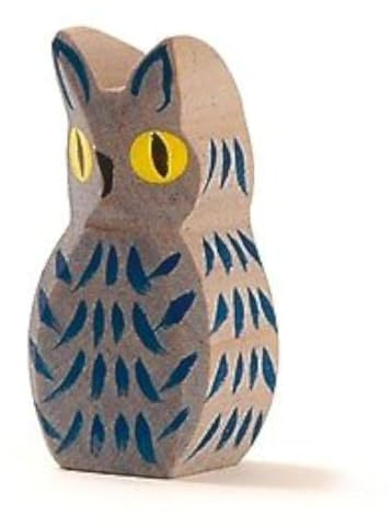 OSTHEIMER 1614 Eule blau aus Holz Höhe 5,5cm Tiere in Wald & Flur