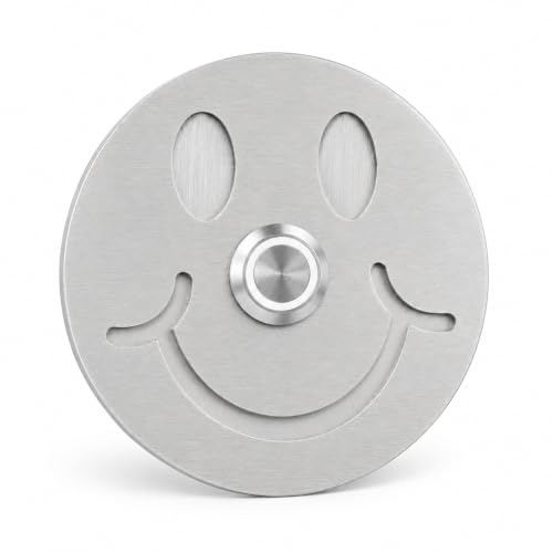 Smiley Türklingel Ø 10 cm aus V2A Edelstahl – wetterfest, verschiedenen Farben mit LED & Aufputzrahmen
