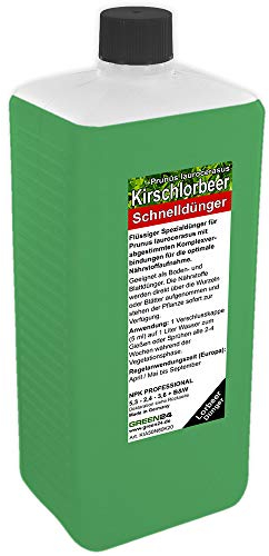 GREEN24 Kirschlorbeer Dünger XL Profi Linie 1 Ltr. zum düngen von vielen Prunus laurocerasus Pflanzen, HIGHTECH Flüssigdünger für Lorbeer Hecken und Kübel