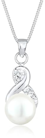 Elli Damen Halskette Infinity Perle mit Kristalle