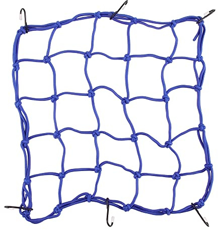 GOOFIT Motorcycle Luggage Cargo Net Helmet Net 15 With Hooks Elasticated Stretchable Replacement For Motorbike ATV Cars Trucks Navy Blue