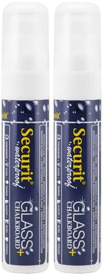 SECURIT - 2er-Set Kreidemarker - Für nicht-poröse Oberflächen (Schwarze Tafel, Glas, Metall, Spiegel...) - Breite Spitze 7-15 mm - Weiß