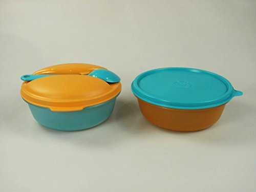 TUPPERWARE To Go Snack &Go 600ml orange + 600ml Hit-Parade türkis Snack Panorama