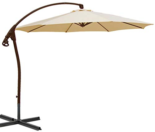 habeig Ampelschirm BEIGE WASSERDICHT 3,0m Schirm 300cm mit PVC Beschichtung Sonnenschirm Marktschirm