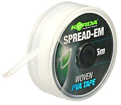 Korda Spread EM Woven PVA Tape, Gewebtes PVA Band, Karpfenangeln, 5 m | Grobe Textur für sicheren Halt, stabile Köderfixierung beim Auswerfen, leichtes Durchstechen der Hakenspitze