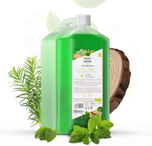 Wahl Tea Tree Animal Shampoo 5L – Vegan Formula for Sensitive Skin, Concentrated 11:1 Blend That Cleans Thick Coats and Helps Remove Dirt, Odors and Grease. Suitable for All Hair Types