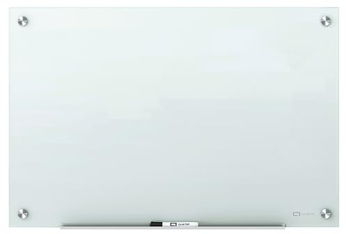 Quartet Magnetic Glass Dry Erase White Board, 36''W x 24''H Whiteboard, Infinity Frameless Mounting, White Surface (G3624W)