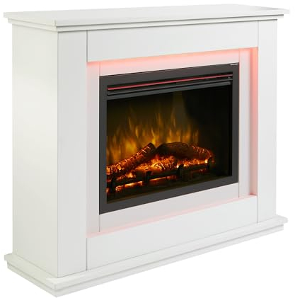 Endeavour Fires Castleton Camino Elettrico Suite 39| Fuoco ad effetto fiamma realistico, caminetto decorativo, tecnologia LED a basso costo, colore bianco | 27,9f. x 100w. x 82,5h. cm