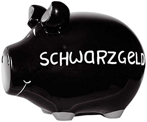 KCG Spardose Schwein Schwarzgeld Keramik schwarz mittel