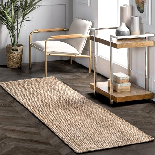 nuLOOM Tappeto Rigo Rustico in Iuta Tessuto a Mano, 75 x 240 cm