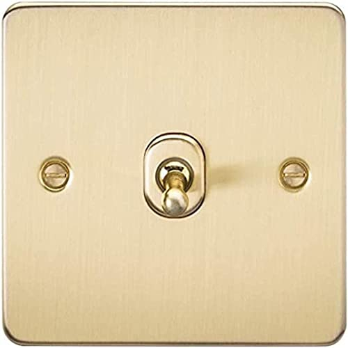 Knightsbridge FPAV12TOGBB Flat Plate 10A 1G Intermediate Toggle Switch-Brushed Brass, 230 V