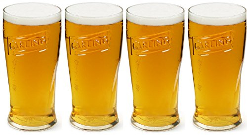 Carling Pint Glasses 20oz / 568ml (Box of 4) Original, Official and Genuine - Height 170mm