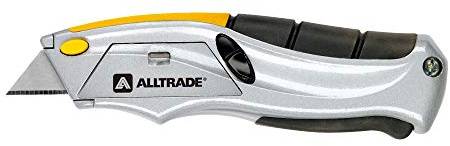 Alltrade Squeeze Utility Knife, Auto-Loading Squeeze, 6 Heavy-Duty Blades with Storage, Box Knives, Cut Tape Packaging - 150003