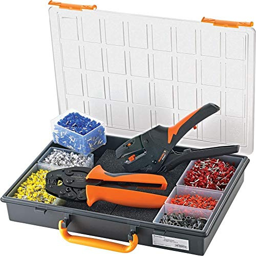 Weidmüller Crimp-Set 4 (zum schneiden / abisolieren / crimpen, für Aderendhülsen bis 4 mm², inkl. Crimpwerkzeug + Abisolierwerkzeug, 3000 Aderendhülsen) 480782