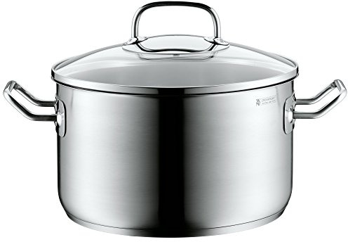 WMF Profima Kochtopf groß 24cm, Glasdeckel, Fleischtopf Induktion 5,7l, Cromargan Edelstahl poliert, unbeschichtet