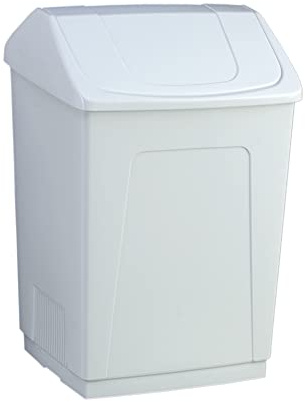 Papelera 55 litros blanca con tapa basculante, diseño rectangular y fácil de limpiar para cocina y hogar | Denox