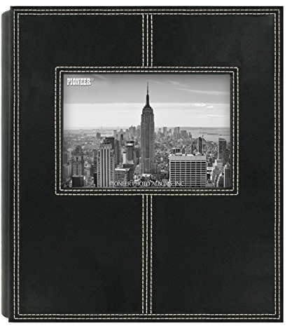 Pioneer Photo Albums 2PS-160 160-Pocket Sewn Leatherette Frame Cover Photo Album, Black