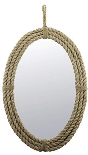 Stonebriar Decorative Oval Rope Wall Mirror with Hanging Loop