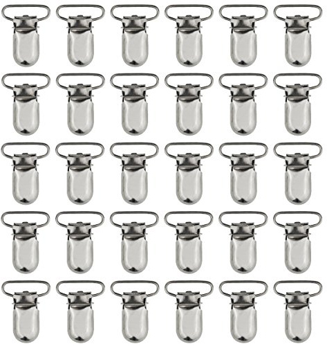 50pcs 1 Pacifier Suspender Clips, Marrywindix Pacifier Clips for Making Pacifier Holders Bib Clips Toy Holder Silver