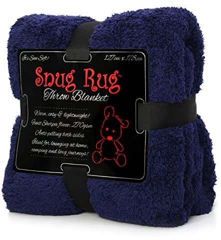 Snug Rug Special Edition Luxury Sherpa Fleece Throw Blanket (Navy Blue)